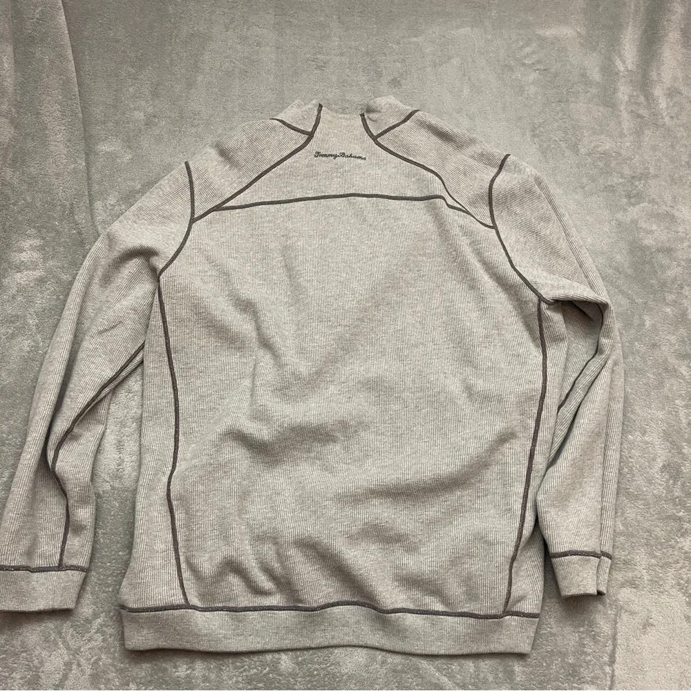 Tommy Bahama 1/4 Zip Pullover Gray Heather Mens Sweater Size XXL Reversible